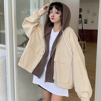 Дамско качулково работно яке с Harajuku стил, Chenille плат със Spandex, Polo яка, ръкави тип принцеси, пролет 2025