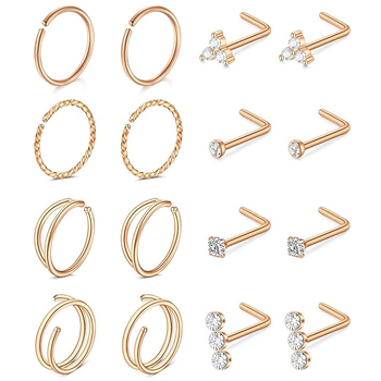 Lanlu orrtű, virág alakú, cirkón, rozsdamentes acél, elektroplatálás