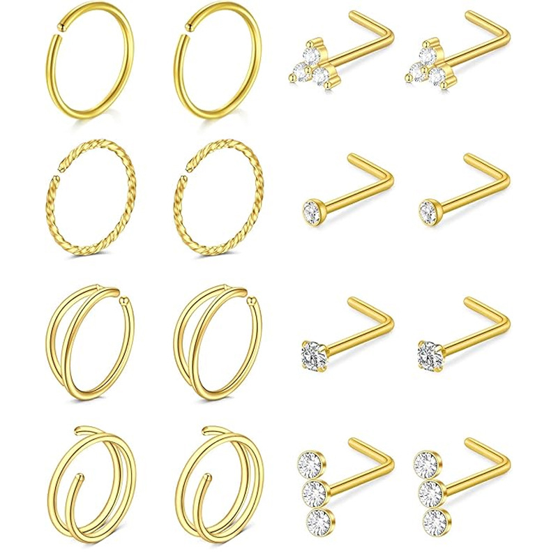 Lanlu orrtű, virág alakú, cirkón, rozsdamentes acél, elektroplatálás