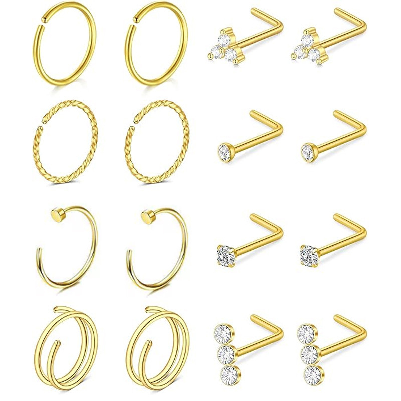 Lanlu orrtű, virág alakú, cirkón, rozsdamentes acél, elektroplatálás