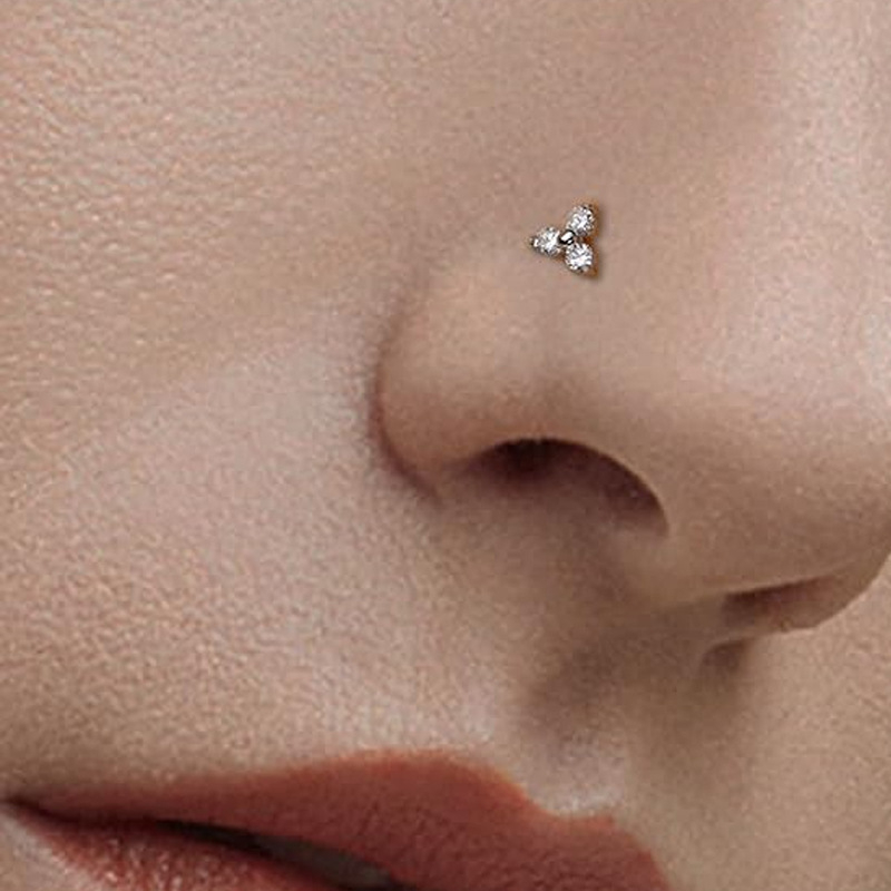 Lanlu orrtű, virág alakú, cirkón, rozsdamentes acél, elektroplatálás