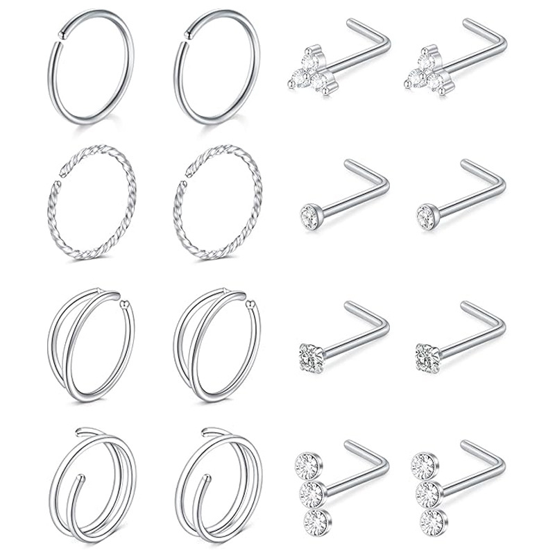 Lanlu orrtű, virág alakú, cirkón, rozsdamentes acél, elektroplatálás