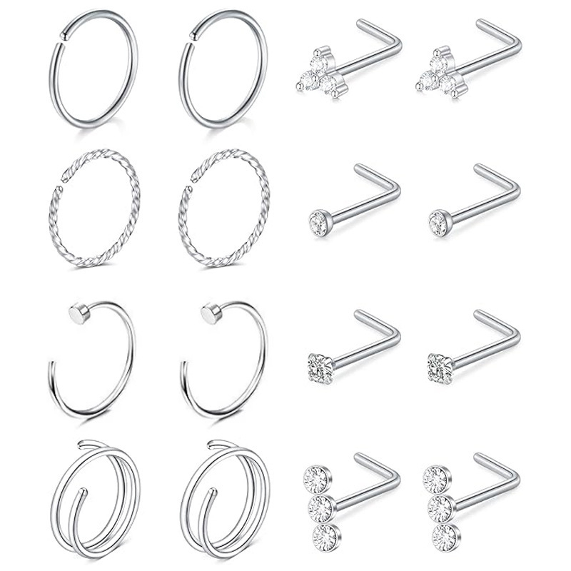 Lanlu orrtű, virág alakú, cirkón, rozsdamentes acél, elektroplatálás