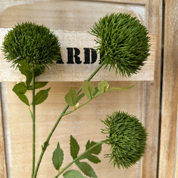 Mesterséges selyem virágokból készült kompozíció, 3-fejű gömb, pitypang–krizantéma, nappali díszítésre, cserépben