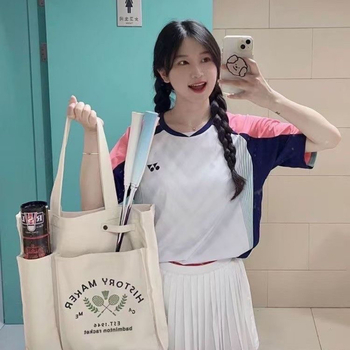 Badmintona un tenisa soma ar kanvas ārpusi, poliestera audums, izdrukāts logotips, pieaugušajiem