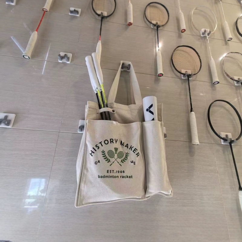Badmintona un tenisa soma ar kanvas ārpusi, poliestera audums, izdrukāts logotips, pieaugušajiem