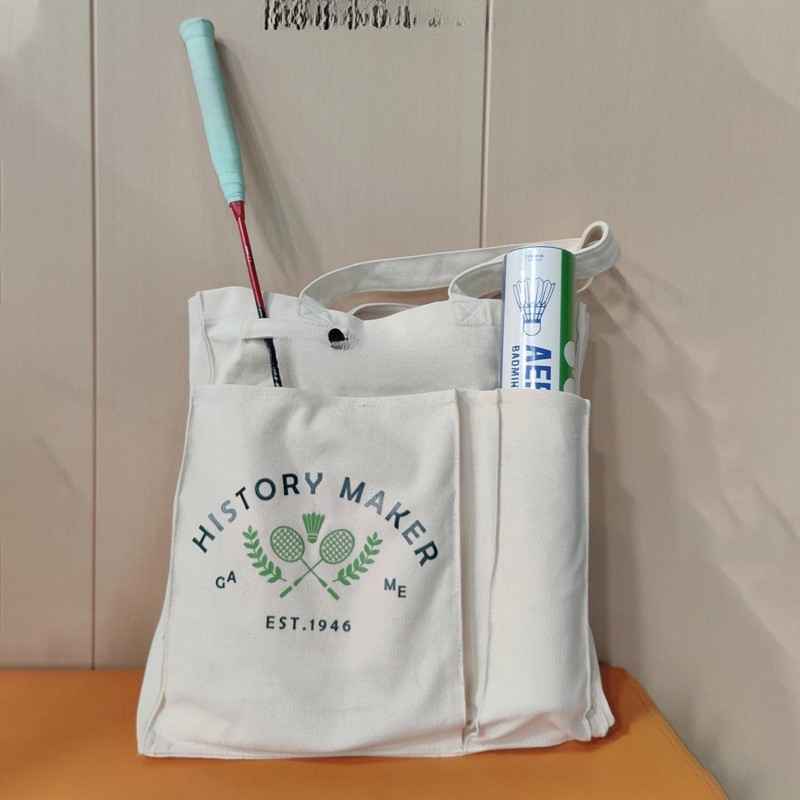 Auduma badminton/tenisa soma ar vienas pleca siksnu – liela ietilpība, japāņu stils, ikdienas un darba lietošanai (audums; liela ietilpība; vienas pleca siksna; japāņu stils)