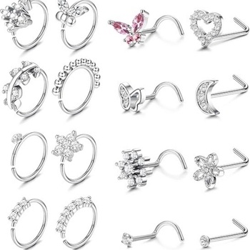 Orrékszerszett gyémánt pillangóval, uniszex, vintage, elektroplatolt rozsdamentes acél, Princess sorozat, tavasz 2024