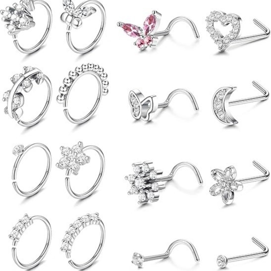 Orrékszerszett gyémánt pillangóval, uniszex, vintage, elektroplatolt rozsdamentes acél, Princess sorozat, tavasz 2024