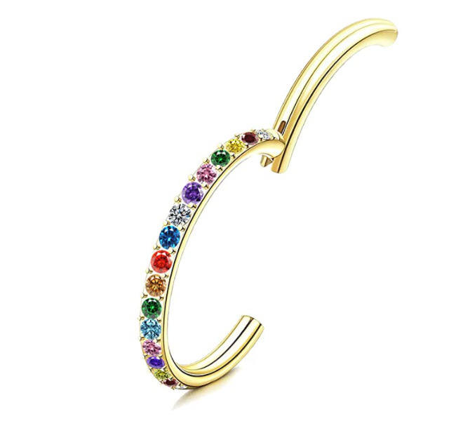 Orrgyűrű – 316L rozsdamentes acél, fényes felület, poros kristályok, punk stílus, testreszabható