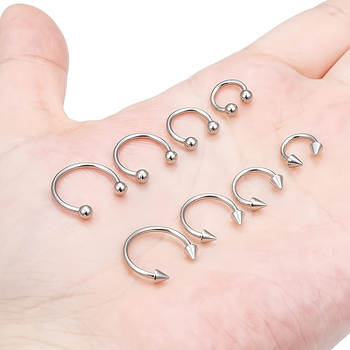 8-частен комплект пирсинг бижута от неръждаема стомана за носни пръстени и пирсинг за устни, електроплакиран, унисекс