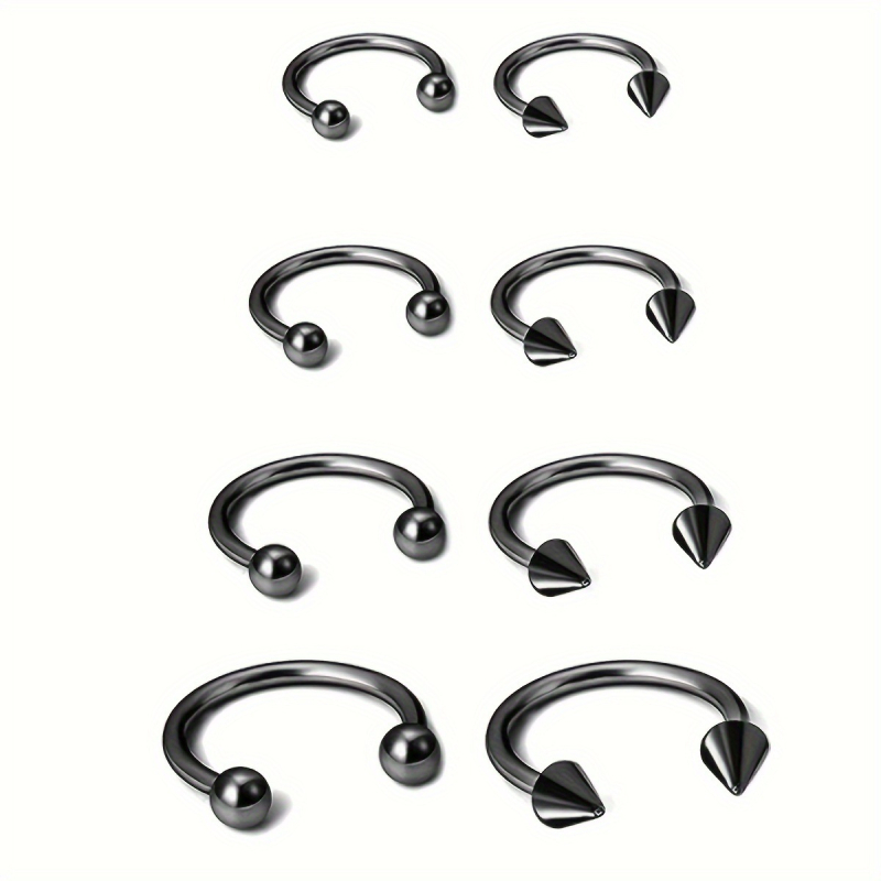 8-частен комплект пирсинг бижута от неръждаема стомана за носни пръстени и пирсинг за устни, електроплакиран, унисекс
