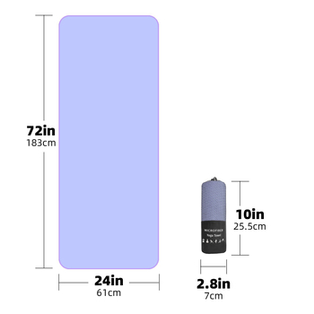 Mikrofiberjooga rätik mitte-libiseva silikoonkattega; higistamise imendumine 0–5 s; kaal 250 g; kohandatav logotüüp