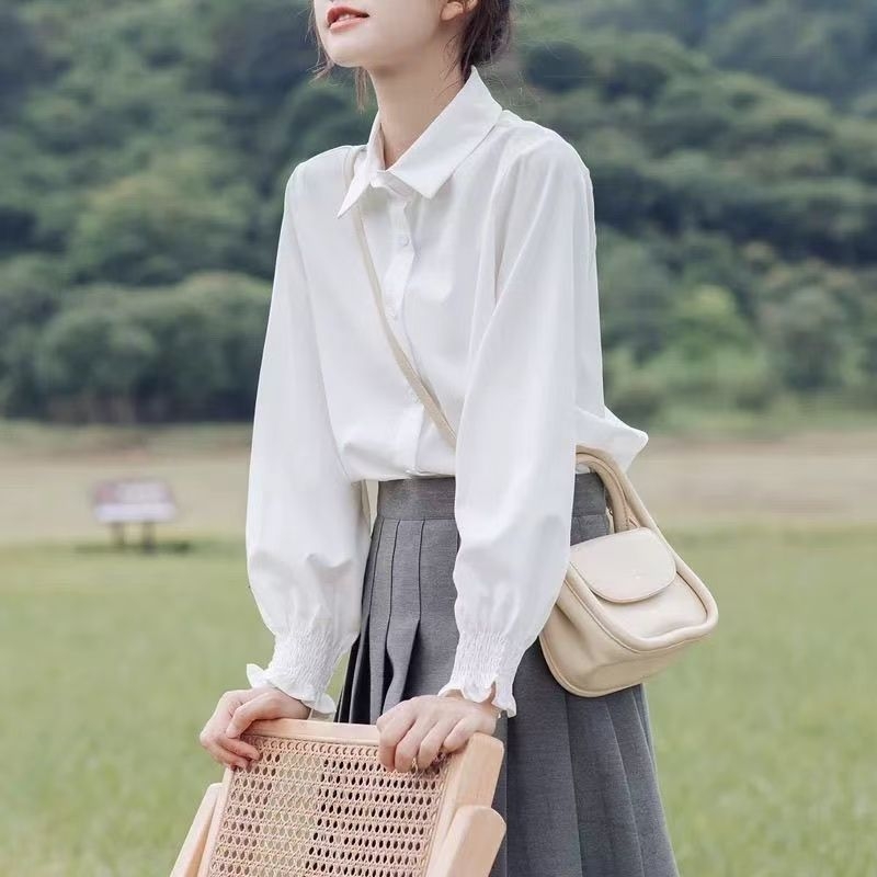 Πουκάμισο από Modal, abstract μοτίβο, όρθιος γιακάς, μακριά μανίκια, Α-γραμμή