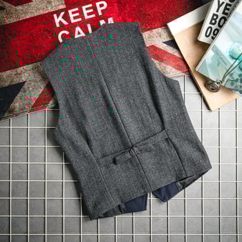 Ανδρικό γιλέκο κοστουμιού από μαλλί, στενή γραμμή, V-λαιμό, μονόμπροστο