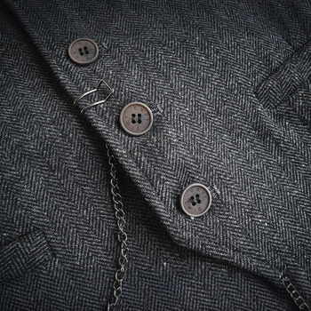 Ανδρικό γιλέκο κοστουμιού από μαλλί, στενή γραμμή, V-λαιμό, μονόμπροστο