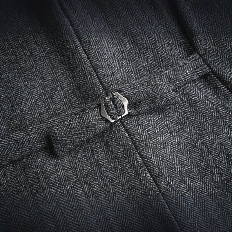 Ανδρικό γιλέκο κοστουμιού από μαλλί, στενή γραμμή, V-λαιμό, μονόμπροστο