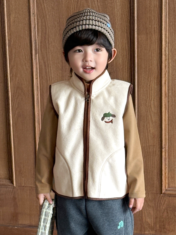 Detská vesta casual kardigan, 100% polyester, karikatúrny vzor, zips zapínanie, bez podšívky