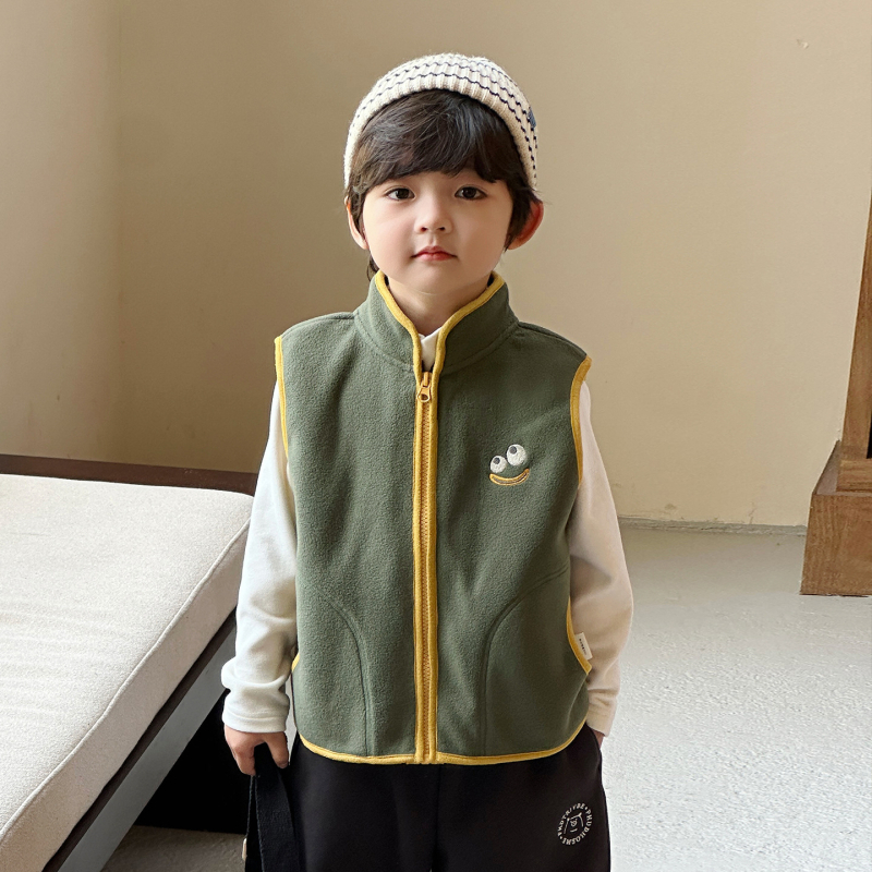 Detská vesta casual kardigan, 100% polyester, karikatúrny vzor, zips zapínanie, bez podšívky