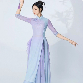 Wancha Top για κινεζικό χορό με chenille και spandex, γυναικείο, με γιακά, για φολκ χορό – Άνοιξη 2025