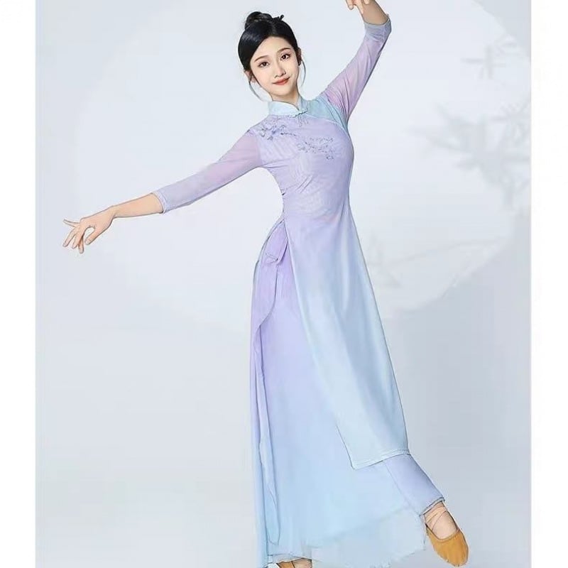 Wancha Top για κινεζικό χορό με chenille και spandex, γυναικείο, με γιακά, για φολκ χορό – Άνοιξη 2025