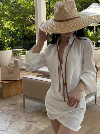 Ženska plažna bluza-odijelo, bikini-stil kupaći kostim, najlon tkanina, najlonska podstava, bez rukava