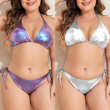 Ženski halter bikini kupaći kostim; poliester 82% s podstavom od spandeksa 80%; jastučići za poprsje, bez čvrste žice