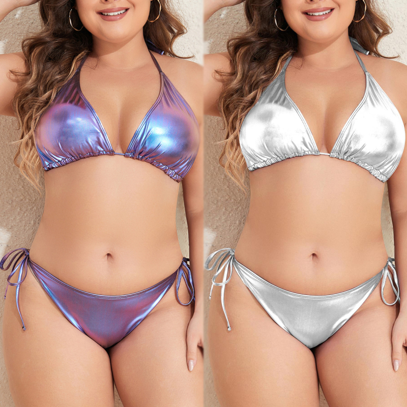 Ženski halter bikini kupaći kostim; poliester 82% s podstavom od spandeksa 80%; jastučići za poprsje, bez čvrste žice