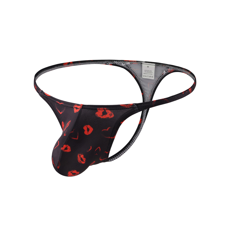 Мъжки найлонов танга с ниска талия, повдигащ ефект, дишаща трикотажна материя, тематика за двойки