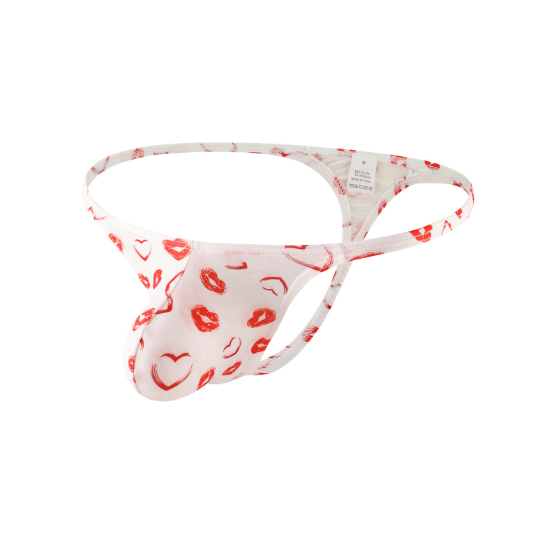 Мъжки найлонов танга с ниска талия, повдигащ ефект, дишаща трикотажна материя, тематика за двойки