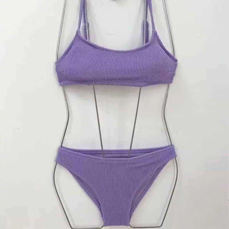 Žensko dvodijelno bikini odijelo, korejski INS stil, seksi otvoreni leđa (najlon-spandeks tkanina; poliester-spandeks podstava; ulošci za grudi uključeni)