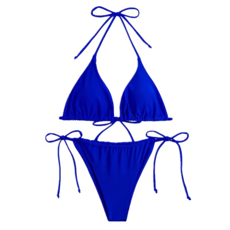 Yi Mengling inspiriran retro plavi dvodijelni bikini s pokrivačem, vitak i seksi za plažu