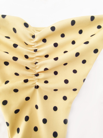 Bikini dvodijelni s kontrastnim točkicama, dizajn bez leđa, s umetkom za grudi, poliester tkanina s poliester podstavom, 150 g/m²