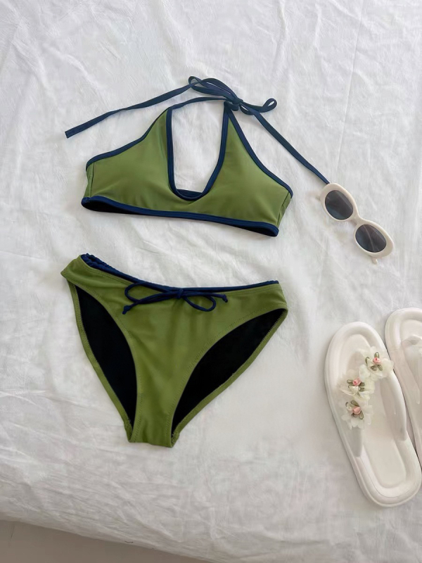 Ženski bikini s halterom, niskim strukom, jastučićima za dojke, brzo se suši, leđa bez naramenica