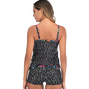 Tankini kupaći kostim za žene, prugasti uz visok struk, konzervativan dizajn; s jastučićima za dojke bez čelične potpore; poliester 85% uz podstavu 15% spandex; bez rukava; donji dio: bikini