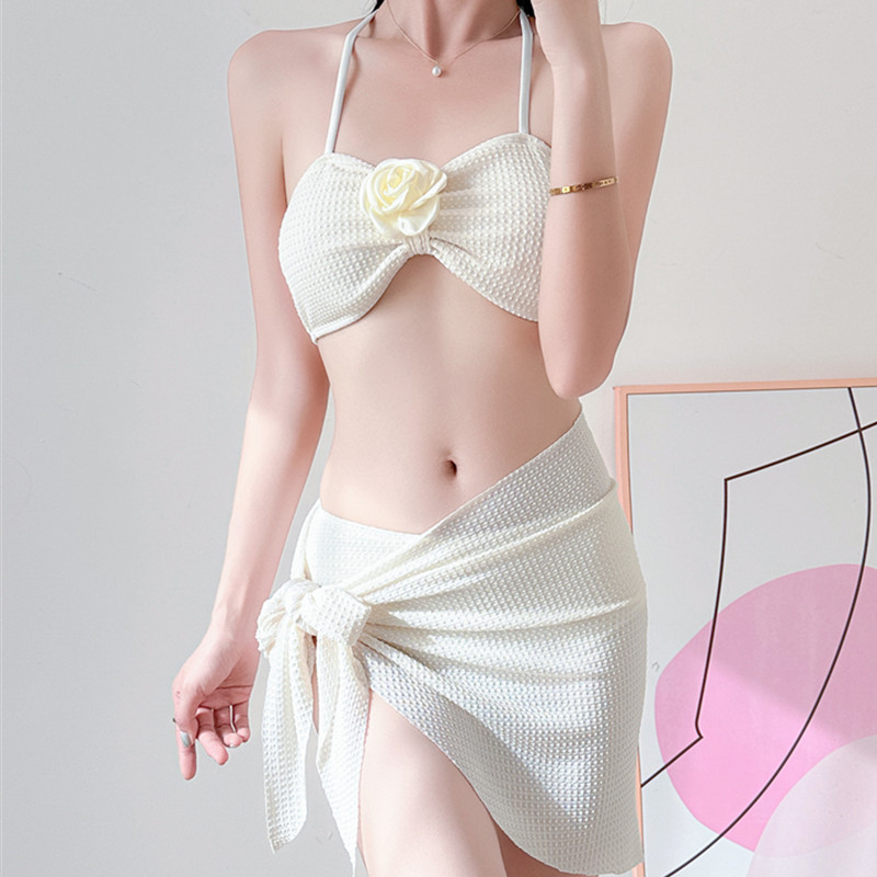 Cvjetni bikini set za žene, trodijelni set, bez naramenica
