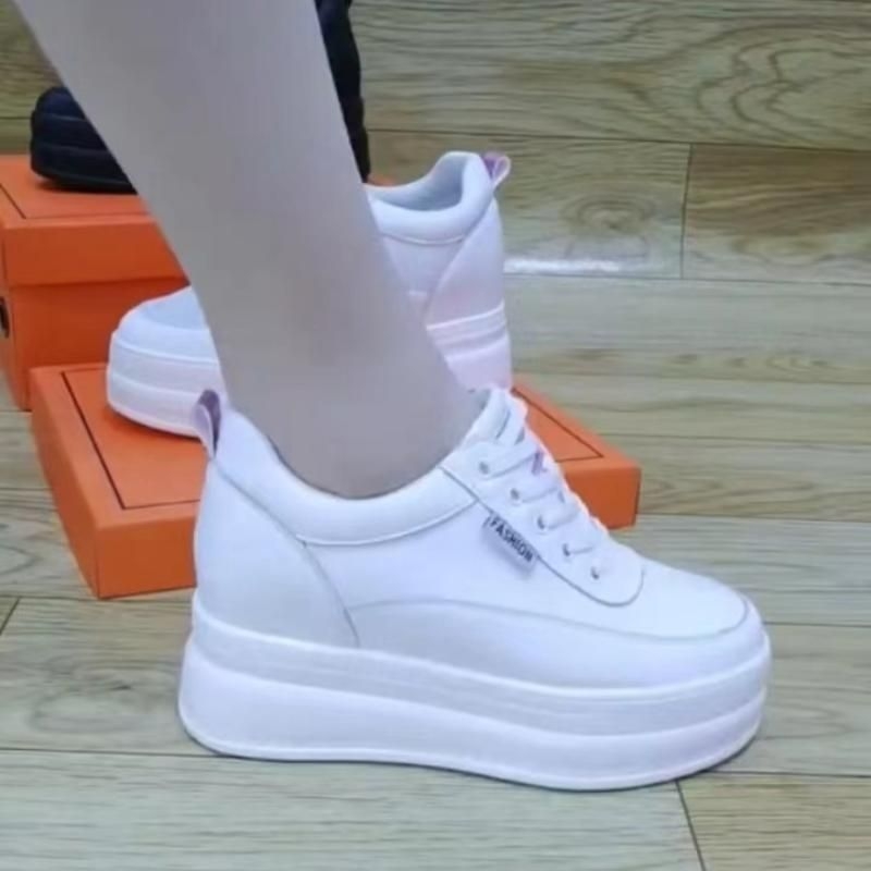 Cipele za povećanje visine od 8 cm, mekani mikrovlakneni gornji dio, gumeni potplat, vezanje, za proljetni ležerni stil