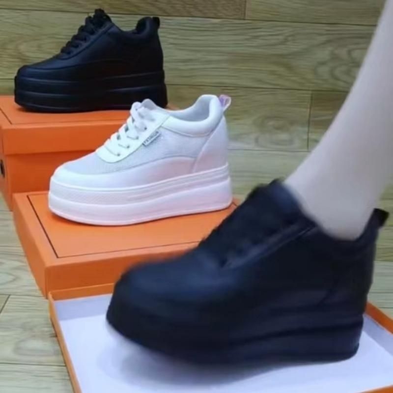 Cipele za povećanje visine od 8 cm, mekani mikrovlakneni gornji dio, gumeni potplat, vezanje, za proljetni ležerni stil