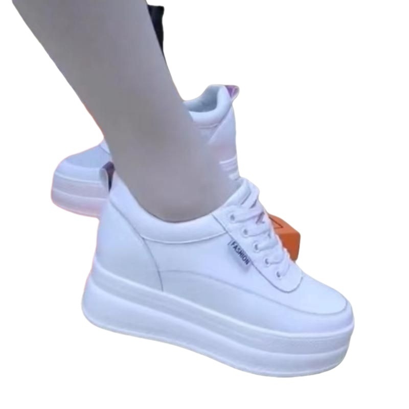 Cipele za povećanje visine od 8 cm, mekani mikrovlakneni gornji dio, gumeni potplat, vezanje, za proljetni ležerni stil