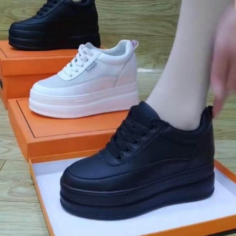 Cipele za povećanje visine od 8 cm, mekani mikrovlakneni gornji dio, gumeni potplat, vezanje, za proljetni ležerni stil