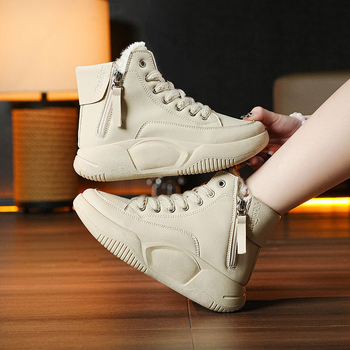 Kanvas kurpes ar siltu pūkaino odere, Korejiskā stila, virsējā daļa no sintētiskās ādas, šņorēšana