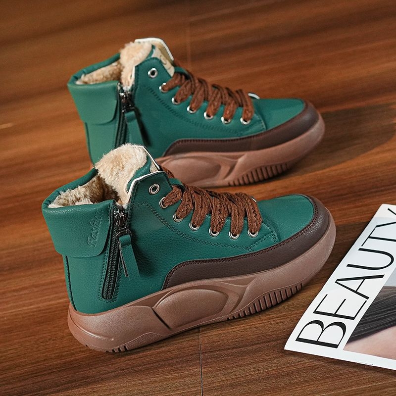 Kanvas kurpes ar siltu pūkaino odere, Korejiskā stila, virsējā daļa no sintētiskās ādas, šņorēšana