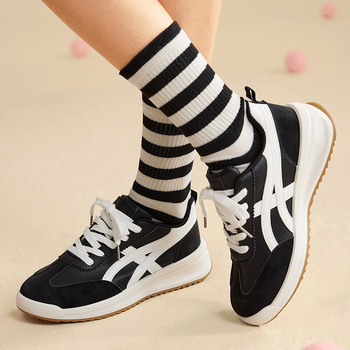 Дамски спортни обувки в стил Форест Гъмп, PU горна част, гумена подметка, водоустойчива и антихлъзгаща, с връзки