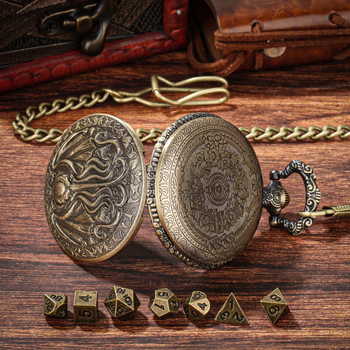 DND kocka kiegészítő óratok, cinkötvözet, polip-szárny medállal, kerek sarkú, testreszabható