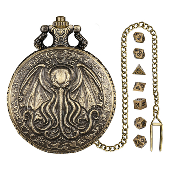 DND kocka kiegészítő óratok, cinkötvözet, polip-szárny medállal, kerek sarkú, testreszabható