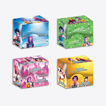 2D virtuális idolokkal rendelkező asztali játék kártyák – papír, színes dobozos csomagolás, érzelmi és vizuális fejlesztés, interaktív játék, az érdeklődés felkeltése; 7–14 éveseknek