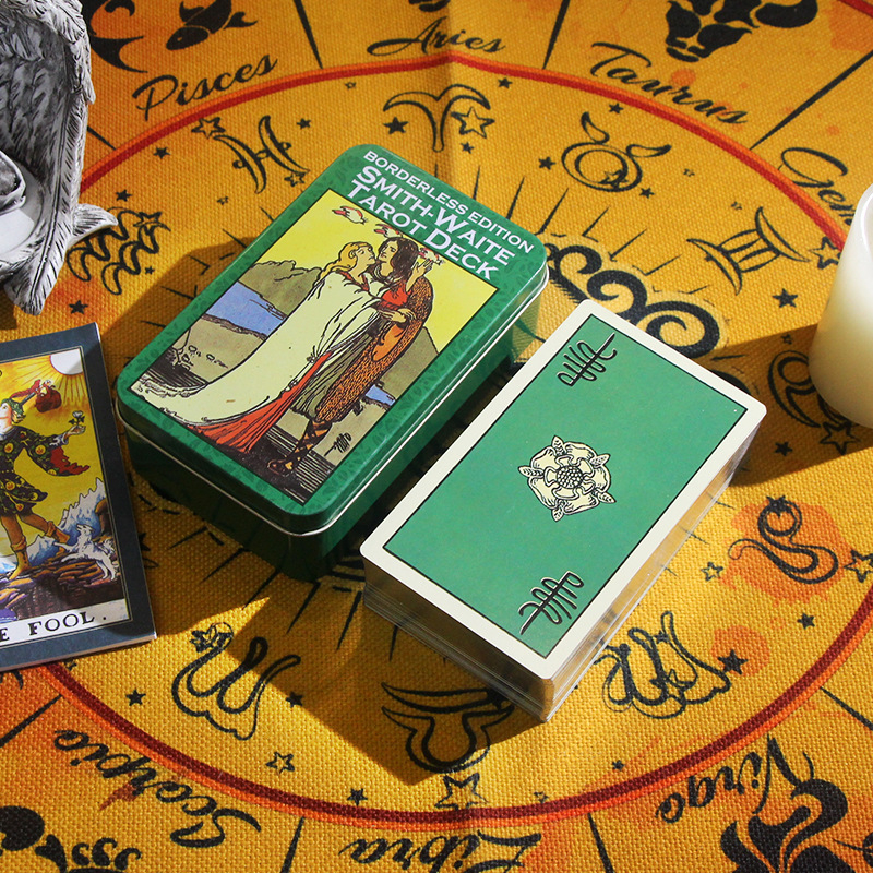 Smith-Waite Tarot kártya társasjáték - bevont papír, színes doboz csomagolás, szórakozás, szellemi fejlesztés