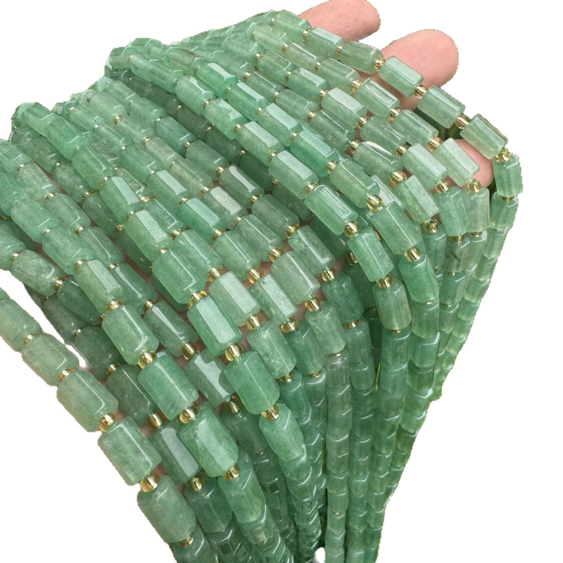 6x9 mm prirodni tigrovo oko u hexagonalnom stupcu, ahat i kristal te zeleni aventurin, tubaste perle za DIY narukvicu – poluproizvod