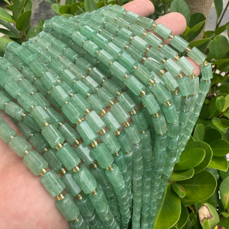 6x9 mm prirodni tigrovo oko u hexagonalnom stupcu, ahat i kristal te zeleni aventurin, tubaste perle za DIY narukvicu – poluproizvod
