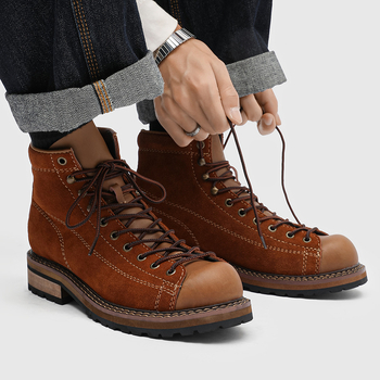 Αντρικά μποτάκια Martin, μεσαίου ύψους, άνω μέρος από split δέρμα, λαστιχένια σόλα, αντιολισθητικά